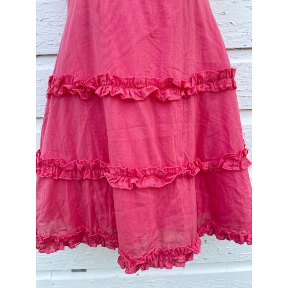 Mi Ami Dress Womens XXS Pink Tiered Ruffle Sweatheart Sleeveless Mini Strappy - Picture 2 of 6